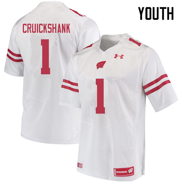 Wisconsin Badgers Youth #1 Aron Cruickshank NCAA Under Armour Authentic White College Stitched Football Jersey BR40P77SK